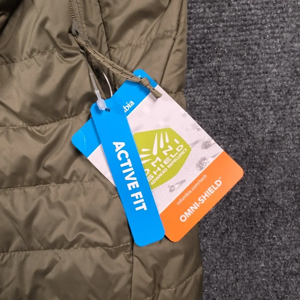 NWT Columbia Silver Falls II Puffer Jacket Mens 2XL Olive Omni-Shield Full Zip